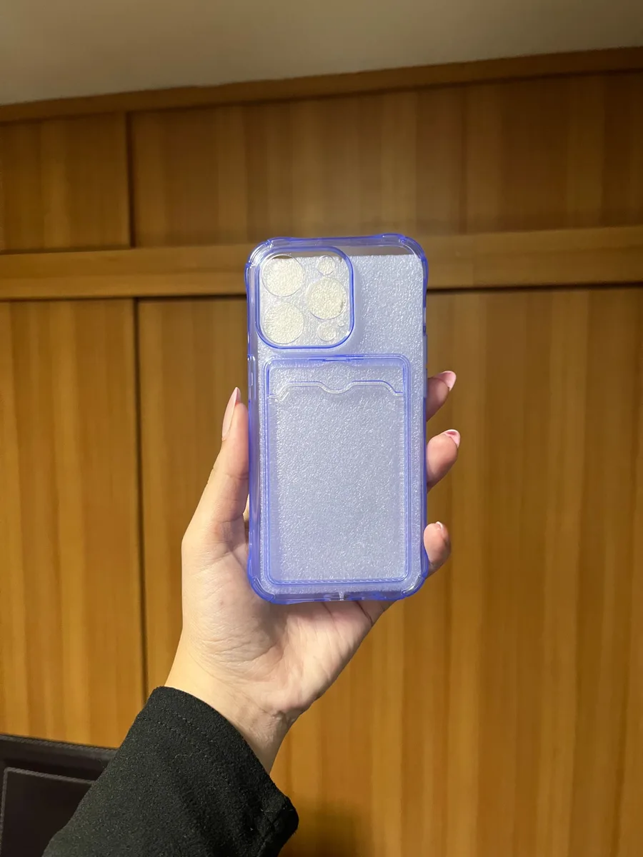 Carcasa azul con tarjetero