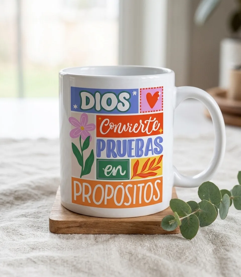 Taza “Dios convierte pruebas en propósitos”