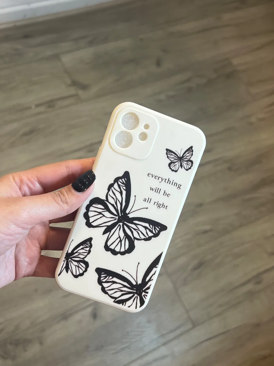 Carcasa blanca mariposas