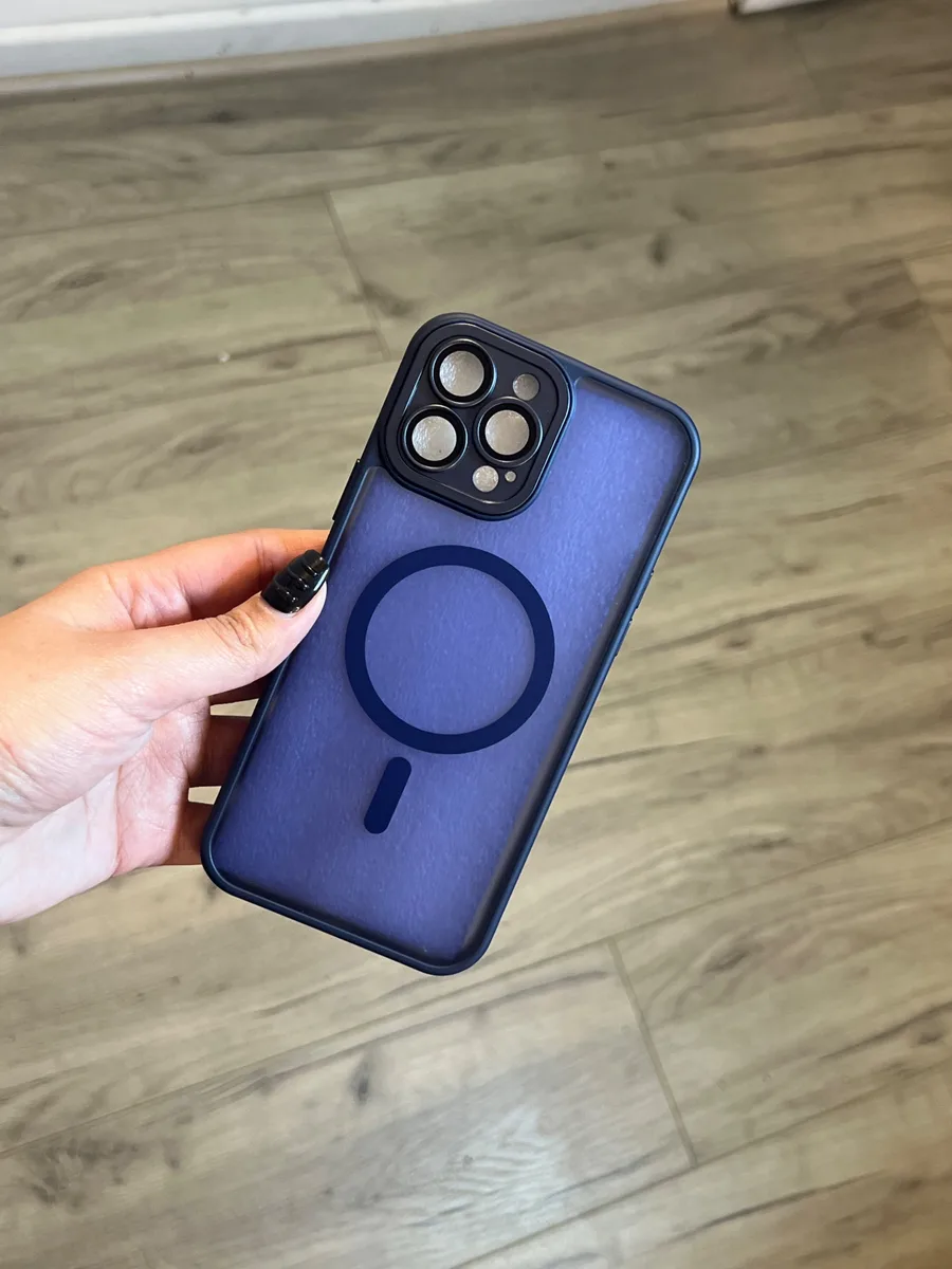 Carcasa azul magsafe + cubre cámara